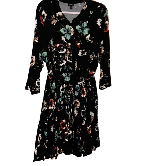 Torrid Mini Challis black floral Shirt Dress 3X 22 24 - Picture 2 of 6